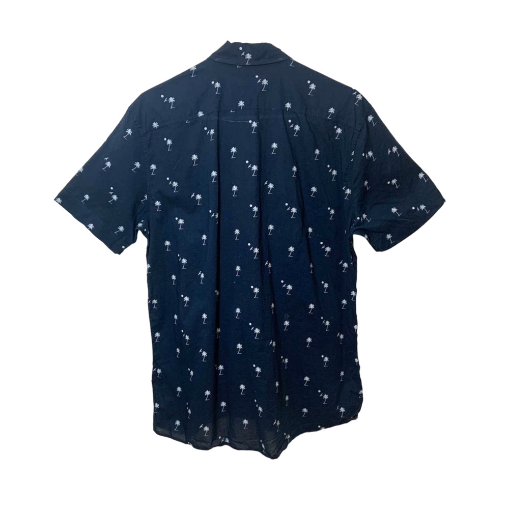Men's H&M Easy Iron Short Sleeve Button-Down Shirt Navy Blue/Anchors Size M - Picture 3 of 8